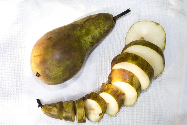 Yellow Pears Slice White Background — Stock Photo, Image