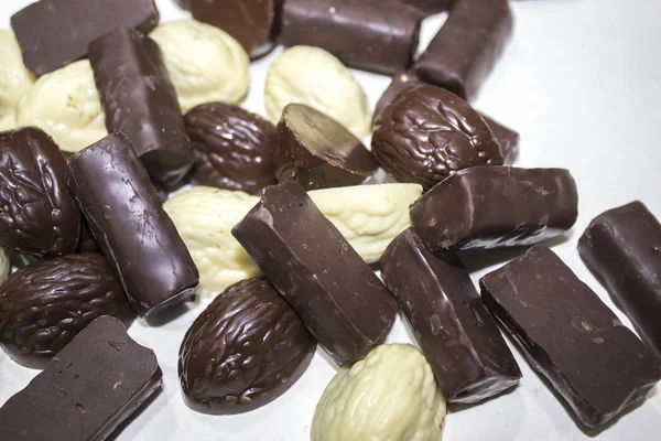 Cukorka Csokoládé Állítsa Fehér Háttér — Stock Fotó