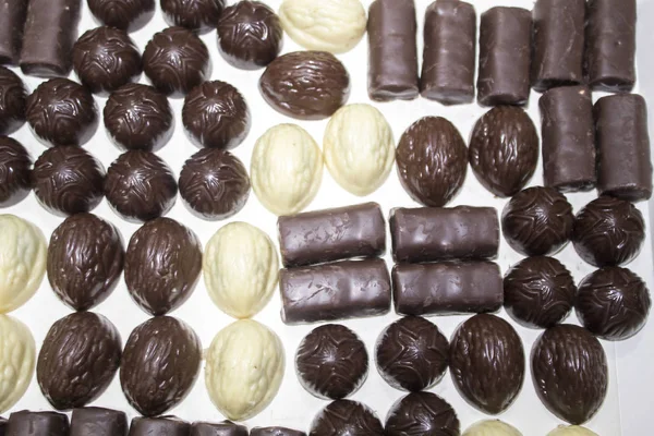 Doces Chocolate Conjunto Fundo Branco — Fotografia de Stock