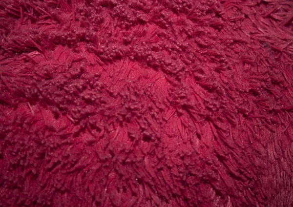 人工毛皮红色织物背景纹理 — 图库照片