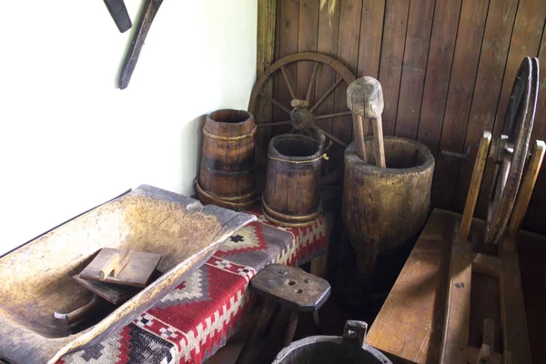 Spinning Wheel Detail Ancient Craftsmanship Thread Manufacturing — Stock Photo, Image