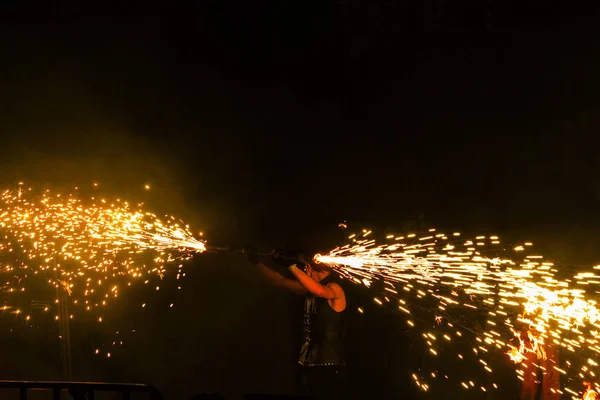 Požární Ohňostroj Show Dance — Stock fotografie