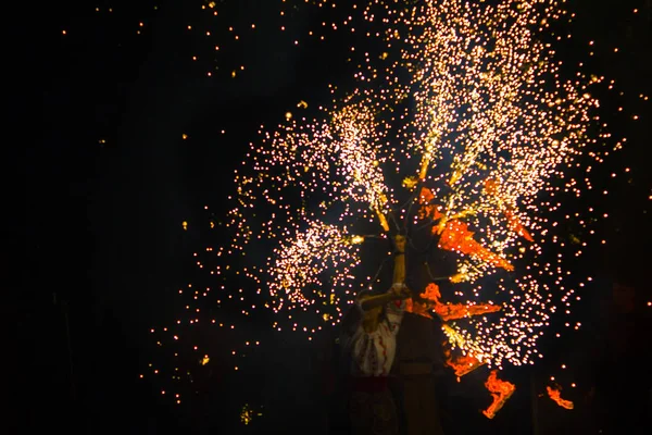 Fuego Fuegos Artificiales Espectáculo Danza —  Fotos de Stock
