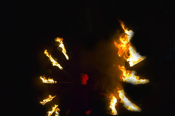 Fuego Fuegos Artificiales Espectáculo Danza — Foto de Stock