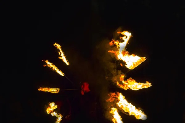 Fuego Fuegos Artificiales Espectáculo Danza — Foto de Stock