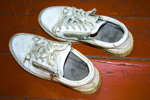 Old White Sneakers Footwear — Stock Photo, Image