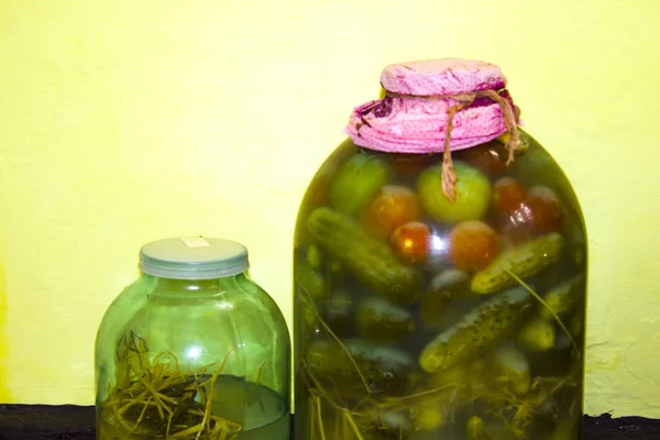 Jar Flaska Pickles Hemmagjord — Stockfoto