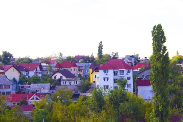 Città Panorama Edifici Cottage — Foto Stock