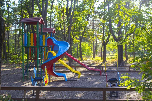 Playground Children Slides Yard — Stock Photo, Image