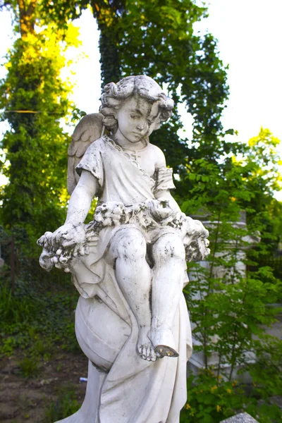 Sepultura Antiga Sepultura Anjo Gravestone Estátua Escultura — Fotografia de Stock