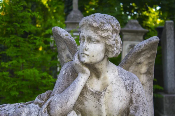 Viejo Tumba Ángel Tumba Estatua Escultura — Foto de Stock