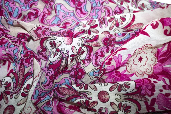粉红色花卉图案织物背景 — 图库照片