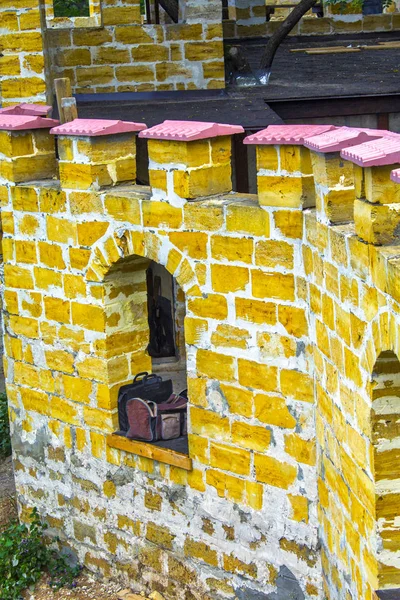 Ancien Mur Tour Brique Jaune — Photo