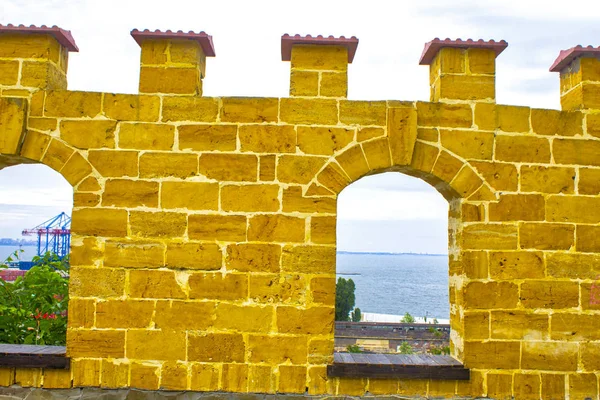 Antigua Pared Torre Ladrillo Amarillo — Foto de Stock