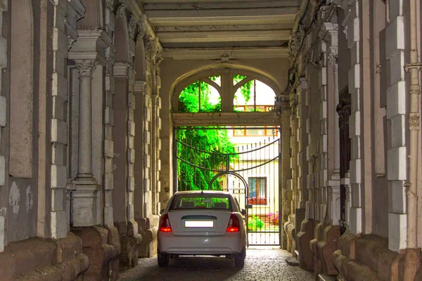 Bâtiment Maison Cour Voiture Auto — Photo