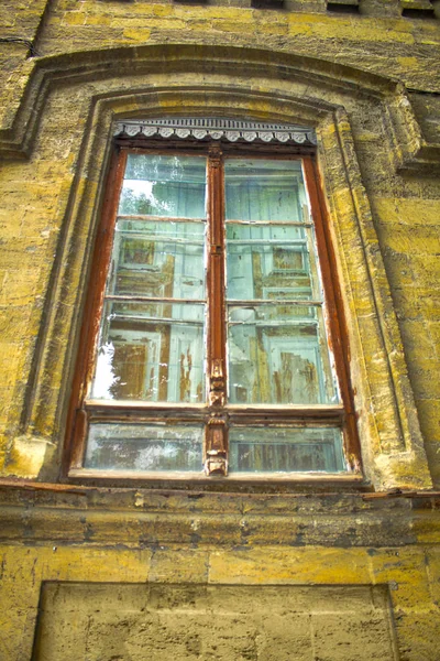 Vecchio Edificio Telaio Finestra Legno — Foto Stock