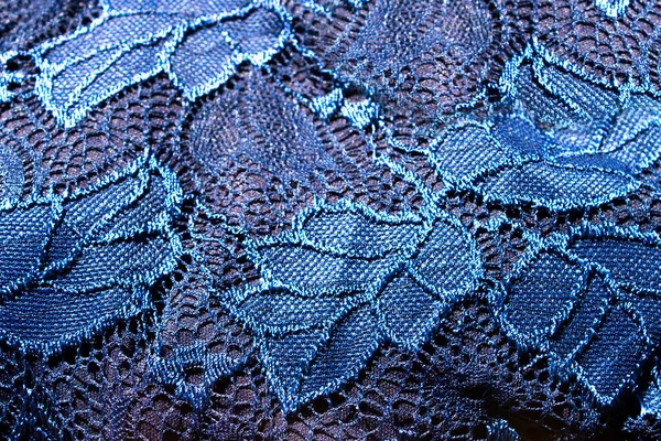 Closeup Kék Csipke Háttér Textúra — Stock Fotó