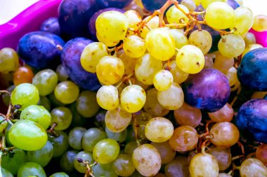 beyaz üzümler ve erikler, meyve arkaplanı