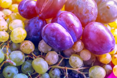 beyaz üzümler ve erikler, meyve arkaplanı