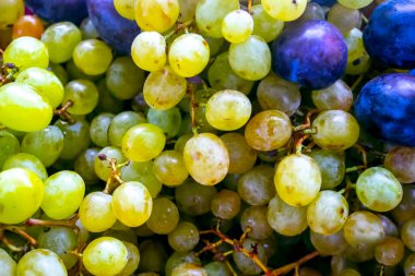 beyaz üzümler ve erikler, meyve arkaplanı