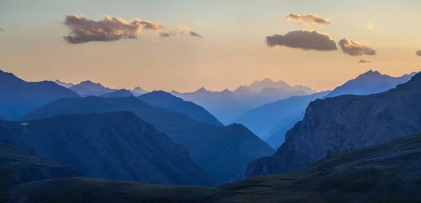 Vue Panoramique Paysage Montagneux Gorges Sommets Lumière Coucher Soleil — Photo