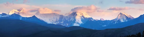 Закат Света Горах Панорамный Пейзаж Алтай — стоковое фото