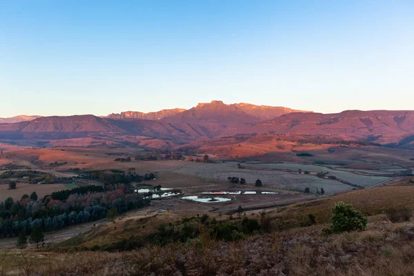 Drakensberg Montanhas Manhã Cedo Outono Outono Outono Cores Com Vista — Fotografia de Stock