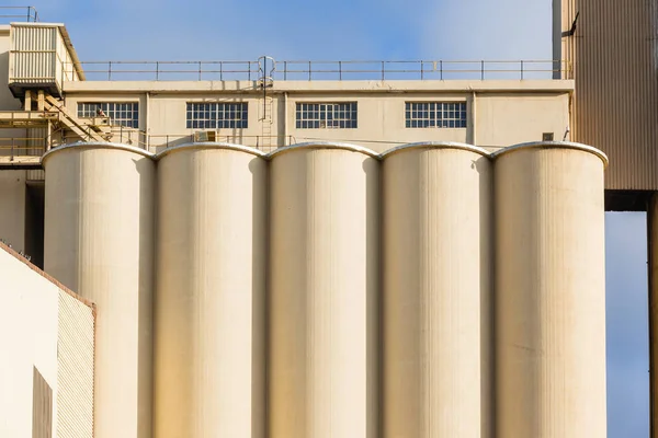 Factory Grain Maize Wheat Silos Building Structure Agriculture Food Production — Stock Photo, Image