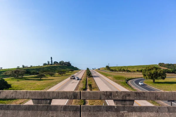 Road Highway Vehicles Entry Ramp View Passenger Driver Perspective Scenic — Stock Photo, Image