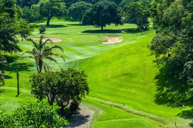 Golf Sahası delik-tee-kutu yükseklik flagstick yeşil doğal yaz coğrafi rota aşağı