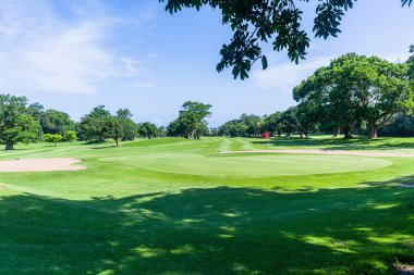 Golf Sahası yeşil flagstick delik fairway ağaçlar doğal doğa rezerv coğrafi rota