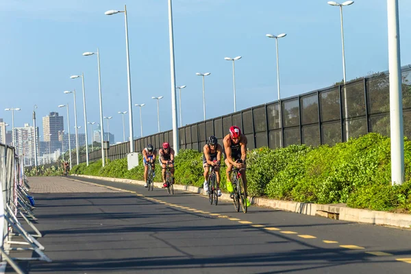 Triathlon Champs Athlete Men Cycling Road Course — Stock Photo, Image