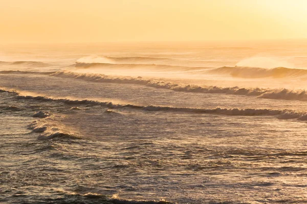 Beach Ocean Waves Morning Landscape Golden Landscape — Stock Photo, Image