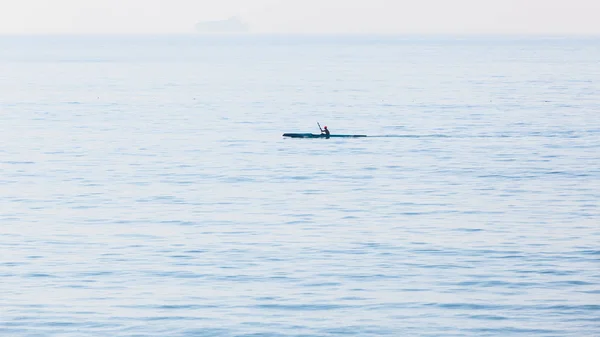Sörf Kayak Kano Paddler Okyanus Siluetli — Stok fotoğraf