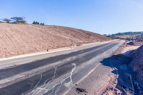 公路土方工程新扩建车道 — 图库照片