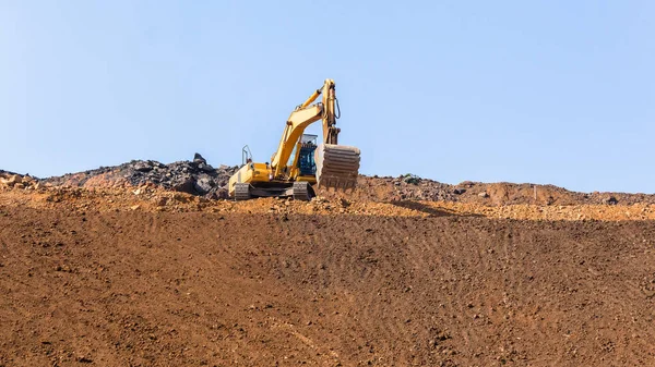 Construção Máquina escavadora Terrenos Plataforma Paisagem — Fotografia de Stock