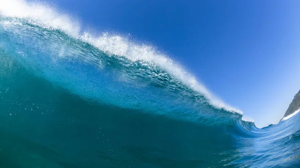 Ocean Sea Wave Möter Simning Närbild Vatten Panorama Foto Blått — Stockfoto