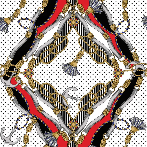 Catena Cintura Plaid Modello Sfondo Geometrico Tessuto Etnico Sfondo Paisley — Foto Stock