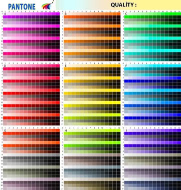 CMYK 'nin renk paleti. İşlem rengi. Renk paleti renk bileşimi CMYK açıklamasına uyuyor