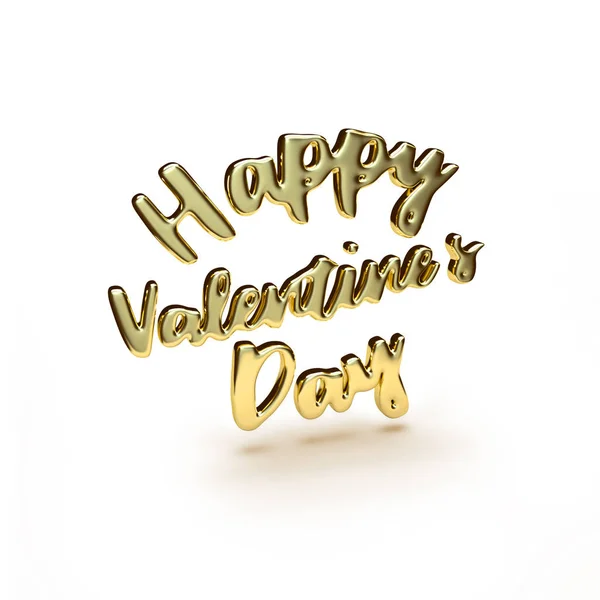Goldener Surround Text Glücklicher Valentinstag Mit Schatten Auf Weißem Hintergrund — Stockfoto