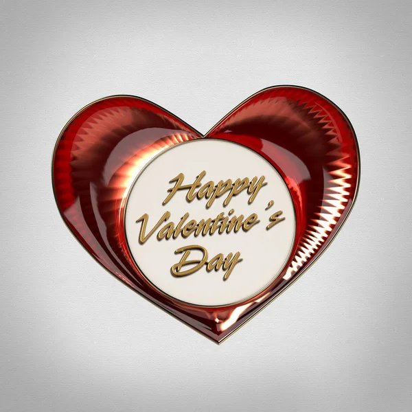 Altın yazıt - Happy Valentine's Day ile gri bir arka plan üzerinde güzel kalp