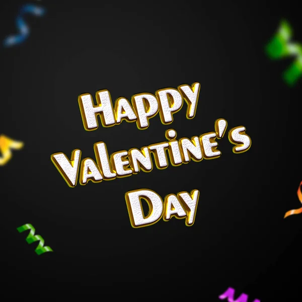 Siyah arka plan, kutlama - Happy Valentine's Day üzerinde altın surround metin
