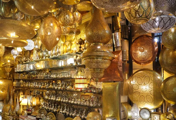 The decorative lights for display in the street side stall of marrakech in morocco