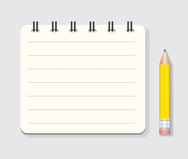 Mini Notebook Lápis Amarelo Arte Vetor —  Vetores de Stock
