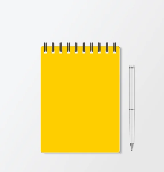 Layout Amarelo Notebook Fundo Design Livro Capa Modelo Mockup Vector —  Vetores de Stock