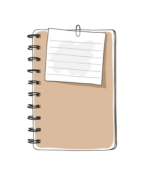 Notebook Marrom Notepaper Desenho Mão Ilustração Arte Vetorial —  Vetores de Stock