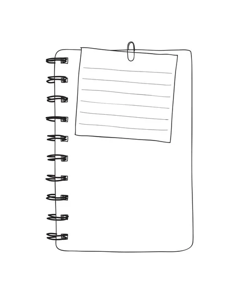 Cuaderno Marrón Bloc Notas Dibujado Mano Ilustración Arte Línea Vectorial — Vector de stock