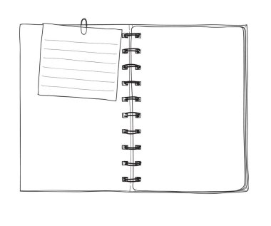 Defter ve not kağıdı elle çizilmiş vektör hat sanat çizim