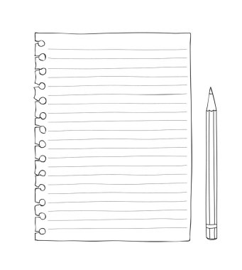 Bir yaprak kağıda bir defter eldeki hat sanat sevimli vektör çizim çizilmiş