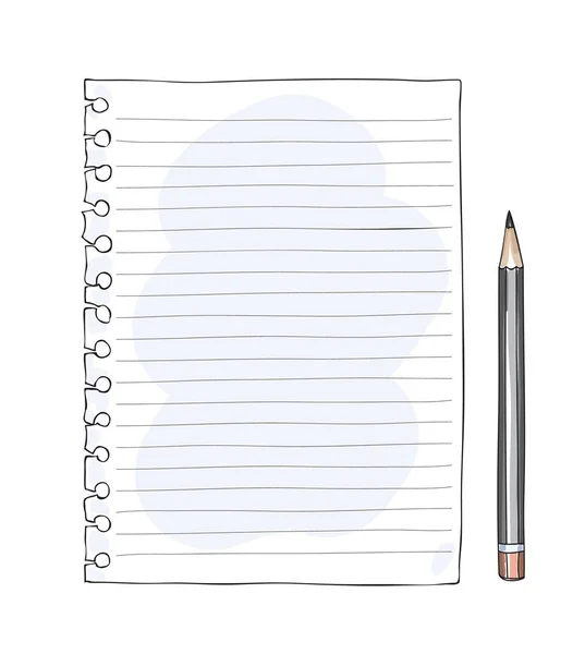 Una Hoja Papel Cuaderno Ilustración Vectores Arte Dibujado Mano — Vector de stock